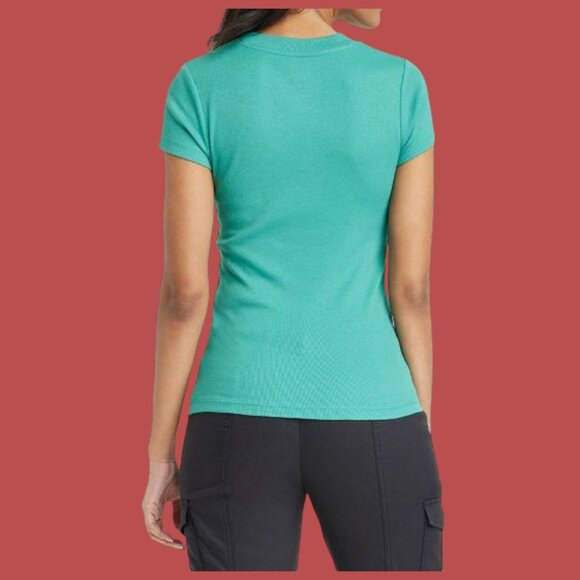 A New Day - Women's Slim Fit Short Sleeve T-Shirt - Small - Green - Picture 2 of 16